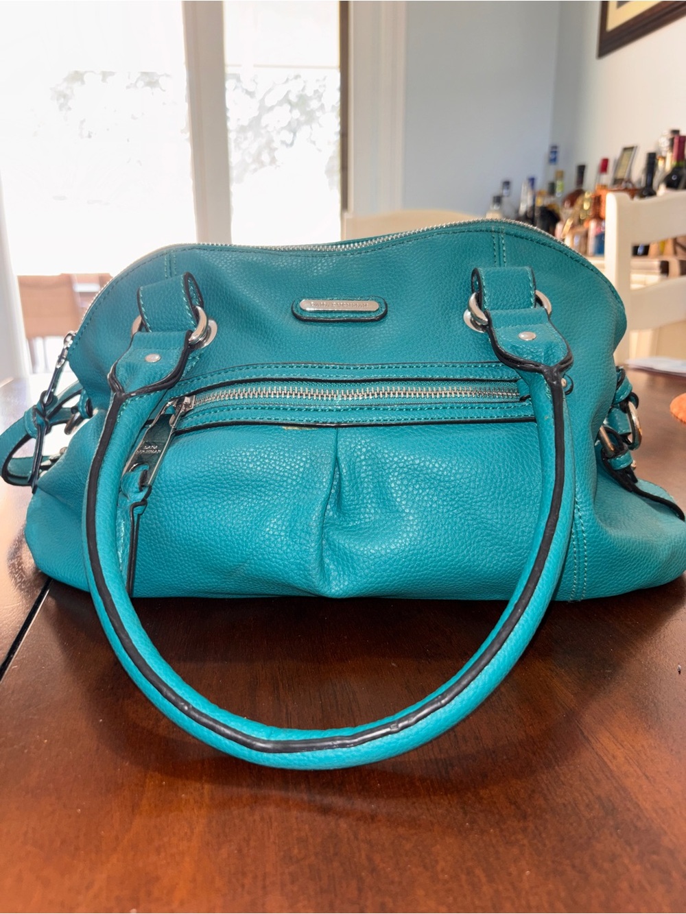 Dana Buchman Teal Pebbled Leather Shoulder Bag